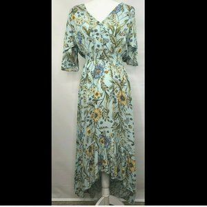 Anthropology Dress XS Abel The Label Osaka Peacock Blue Floral ATL